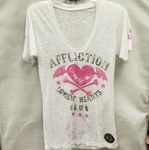 Affliction white burn out tee